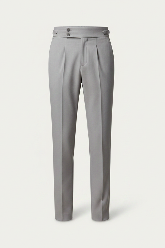 Pantalon Gris Habillé Taille Haute Plissé Élégant - Gabardine - vue 3