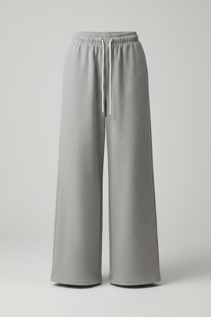 Pantalon Gris Large Décontracté Molletonné Cordon Femme - vue 3