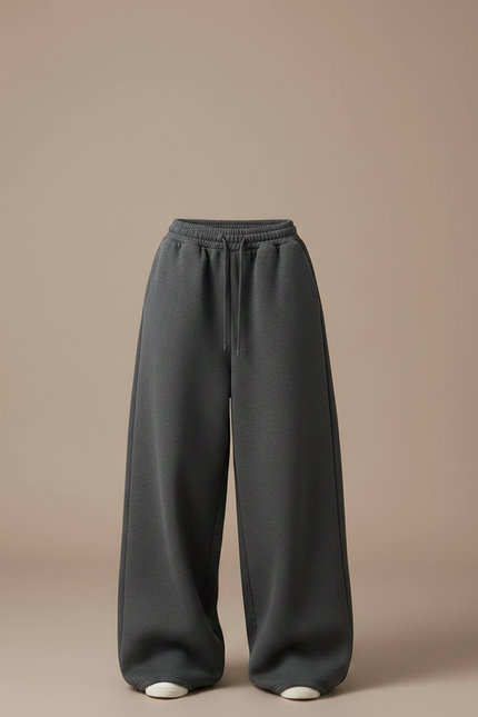 Pantalon Gris Ample Molletonné Décontracté Cordon Femme - vue 3