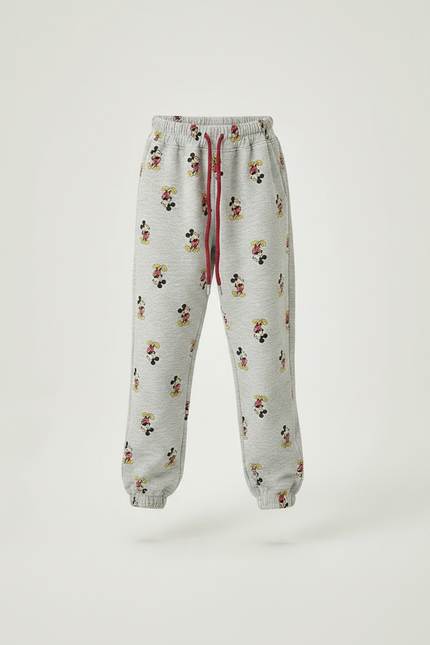 Pantalon Gris Molletonné Imprimé Mickey Enfant Décontracté Sport - vue 3