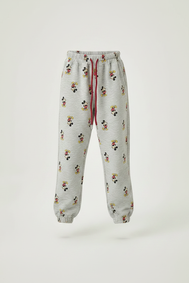 Pantalon Gris Molletonné Imprimé Mickey Enfant Décontracté Sport - vue 3