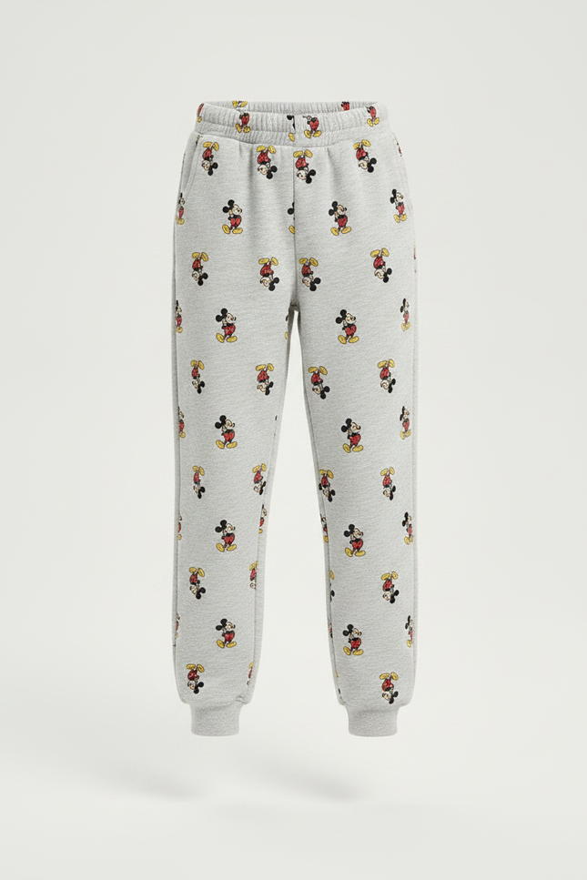 Pantalon Gris Molletonné Imprimé Mickey Enfant - vue 3
