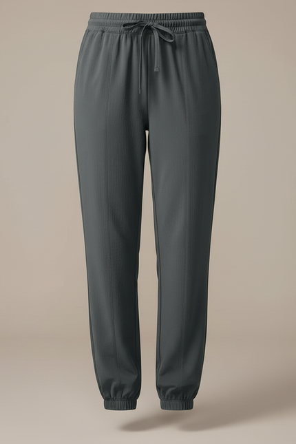 Pantalon Gris Fluide Cordon Chevilles Resserrées Sport Femme - Polyester - vue 3