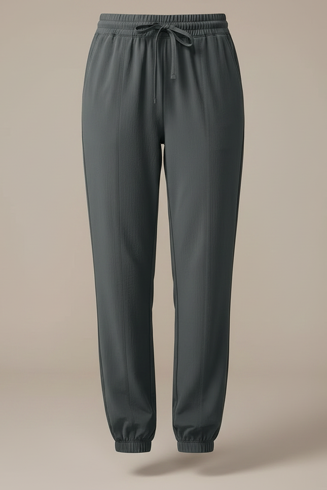 Pantalon Gris Fluide Cordon Chevilles Resserrées Sport Femme - Polyester - vue 3