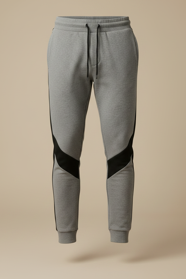 Pantalon Gris Jogging Sportif Slim Bandes Noires - Molleton - vue 3