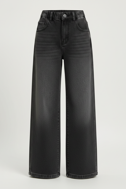 Pantalon Gris Large Décontracté Taille Élastique Fille - Jean - vue 3