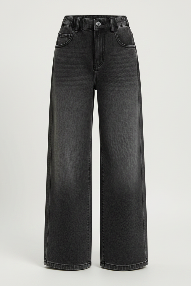 Pantalon Gris Large Décontracté Taille Élastique Fille - Jean - vue 3