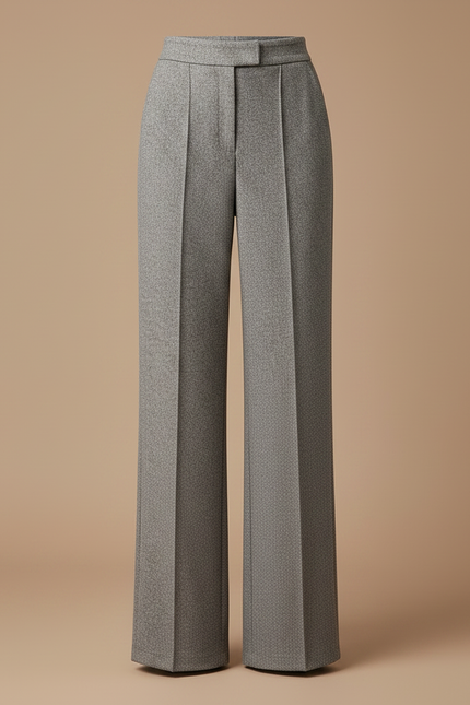 Pantalon Gris Droit Taille Haute Habillé Texturé - Tweed - vue 3