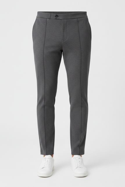 Pantalon Gris Slim Confortable Cordon Décontracté - Maille - vue 3