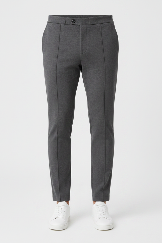 Pantalon Gris Slim Confortable Cordon Décontracté - Maille - vue 3