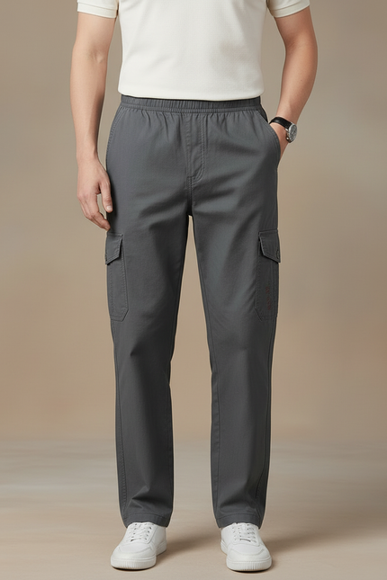 Pantalon Gris Cargo Ample Coton Décontracté Homme - vue 3