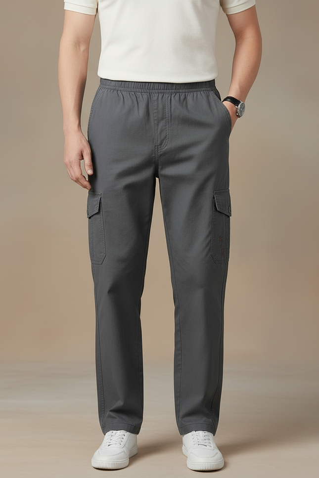 Pantalon Gris Cargo Ample Coton Décontracté Homme - vue 3