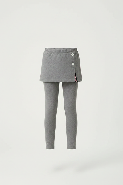 Pantalon Gris Legging Jupe Boutons Fille Coton - vue 3