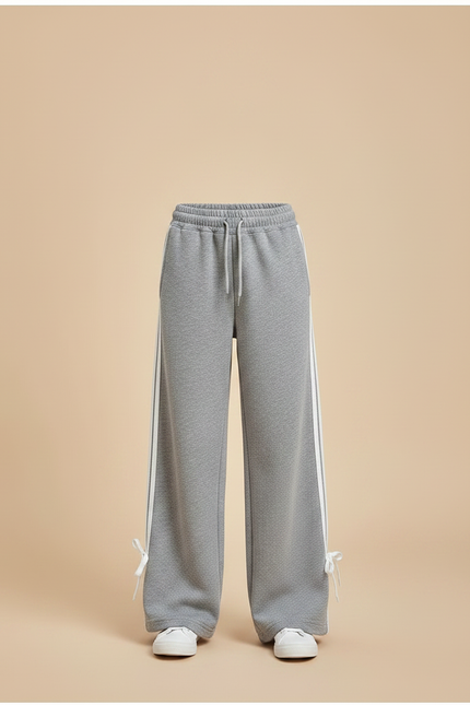 Pantalon Gris Large Molletonné Cordon Fille - vue 3