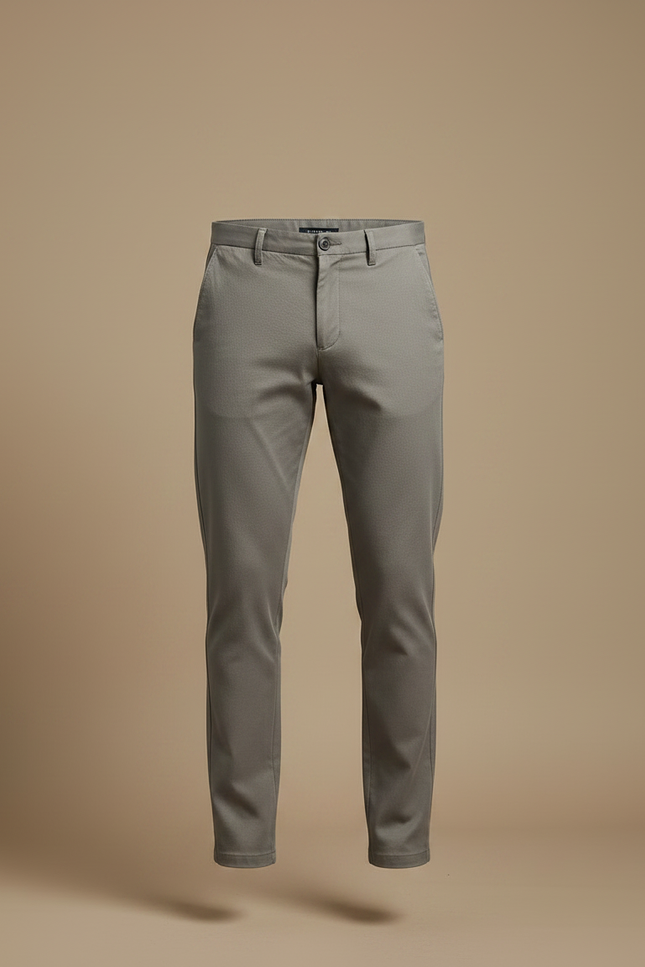Pantalon Gris Homme Coton Slim Fit Extensible Décontracté - Gabardine - vue 3
