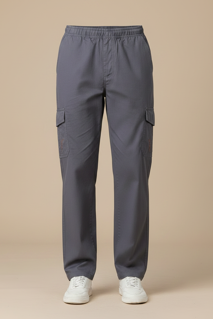 Pantalon Gris Cargo Homme Ample Coton Décontracté - vue 3
