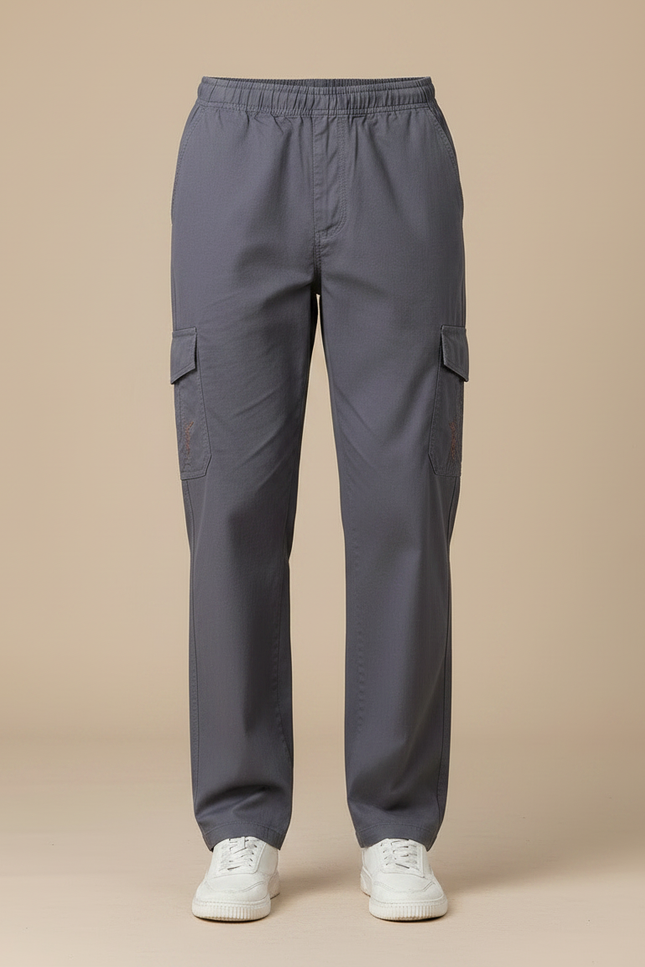 Pantalon Gris Cargo Homme Ample Coton Décontracté - vue 3