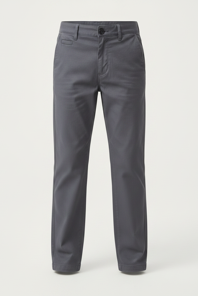 Pantalon Gris Enfant Coton Droit Décontracté - vue 3