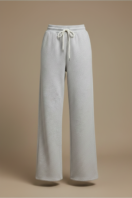 Pantalon Gris Décontracté Ample Molletonné Femme - vue 3