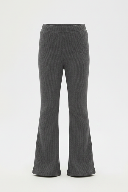Pantalon Gris Côtelé Évasé Confortable Enfant - Cordé - vue 3