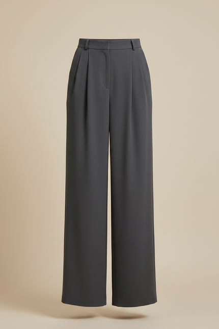 Pantalon Gris Ample Plissé Fluide Décontracté Femme - Polyester - vue 3