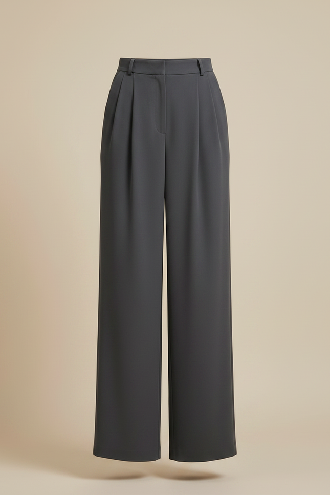 Pantalon Gris Ample Plissé Fluide Décontracté Femme - Polyester - vue 3