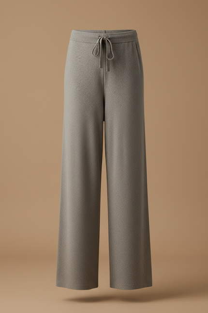 Pantalon Gris Tricoté Large Cordon Confortable Femme - Maille - vue 3
