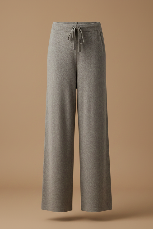 Pantalon Gris Tricoté Large Cordon Confortable Femme - Maille - vue 3
