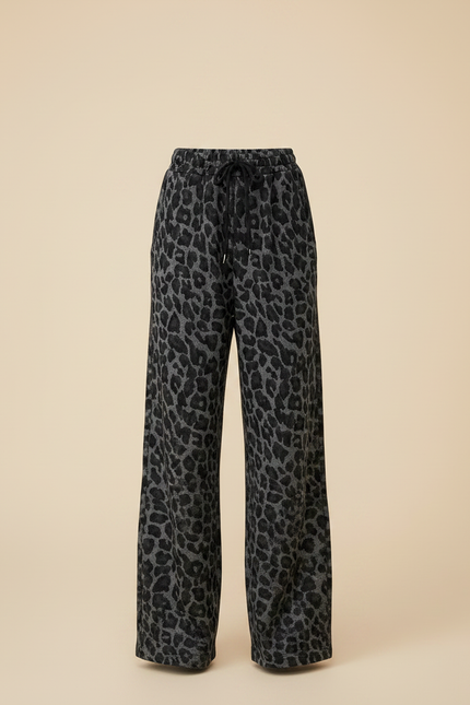 Pantalon Gris Imprimé Léopard Ample Décontracté Enfant - Molleton - vue 3