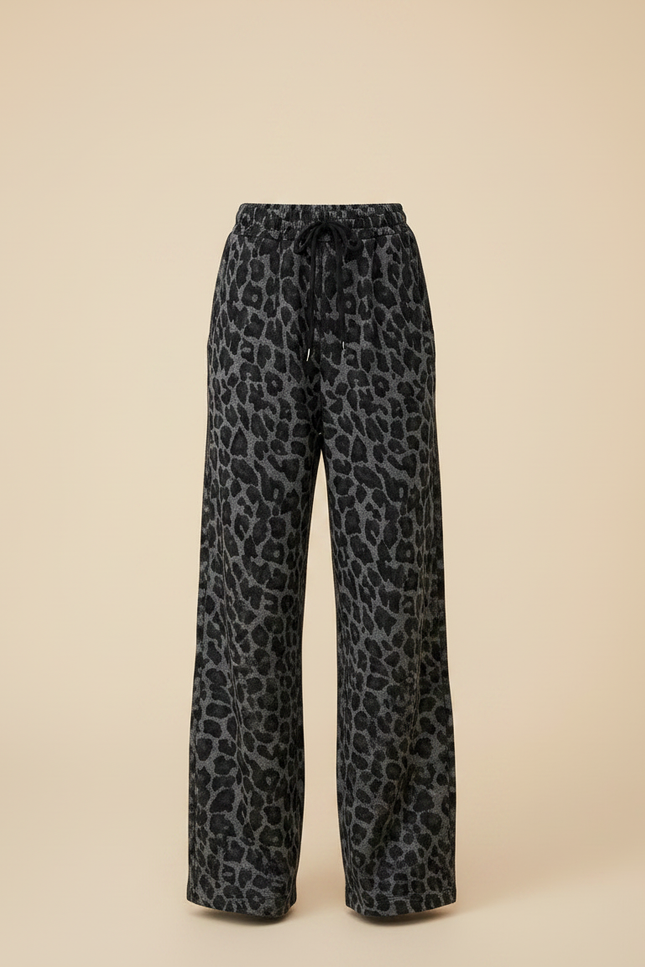 Pantalon Gris Imprimé Léopard Ample Décontracté Enfant - Molleton - vue 3