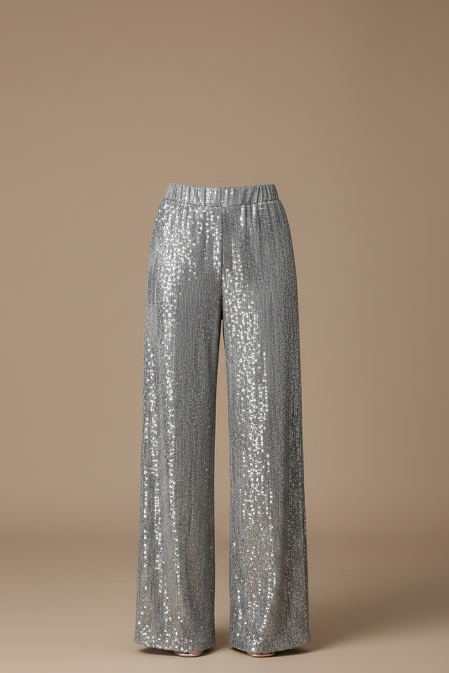 Pantalon Paillette Gris - Argenté Polyester - vue 3