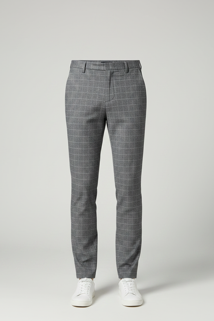 Pantalon Gris À Carreaux - Laine - vue 3