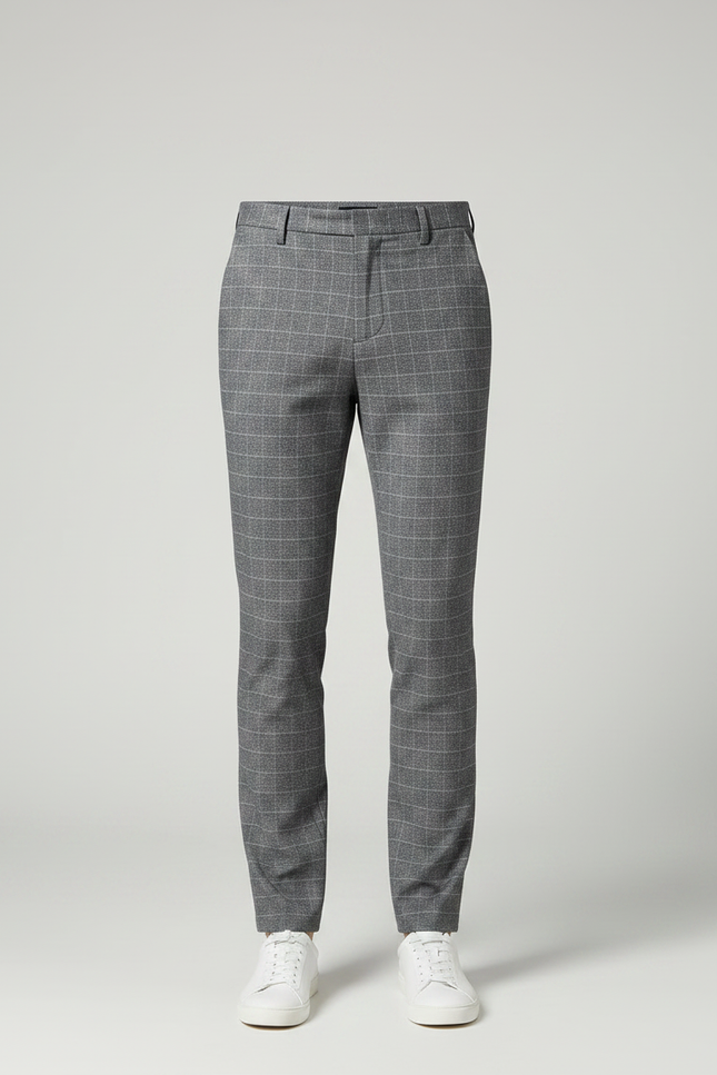 Pantalon Gris À Carreaux - Laine - vue 3