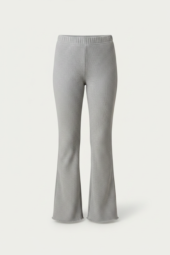 Pantalon Gris Évasé Côtelé Confortable Stretch Fille - Maille - vue 3