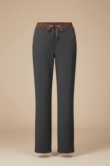Pantalon Gris Droit Décontracté Ceinture Cordon Femme - Gabardine - vue 3