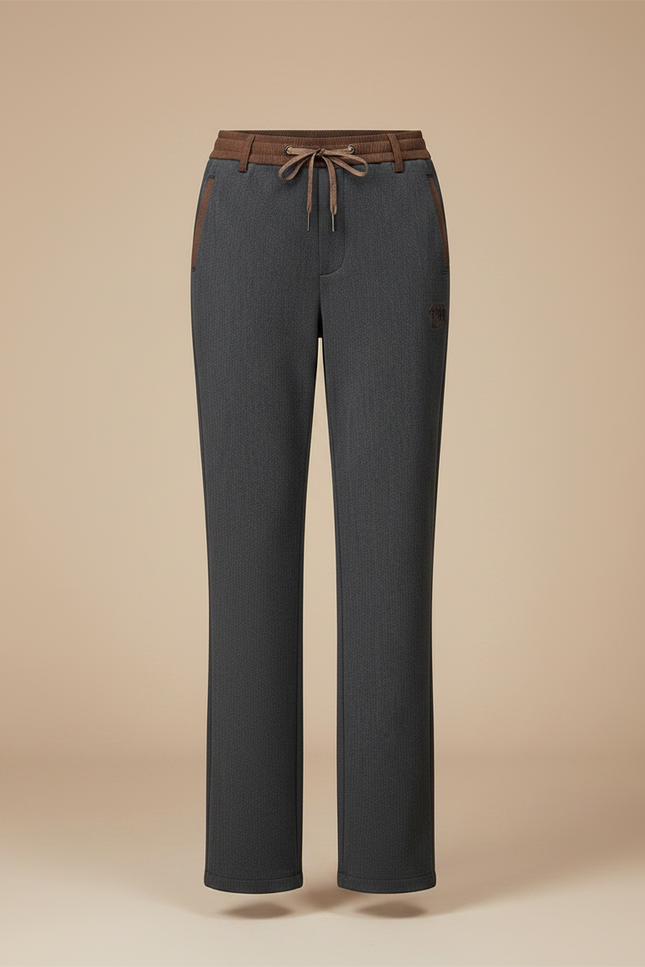 Pantalon Gris Droit Décontracté Ceinture Cordon Femme - Gabardine - vue 3