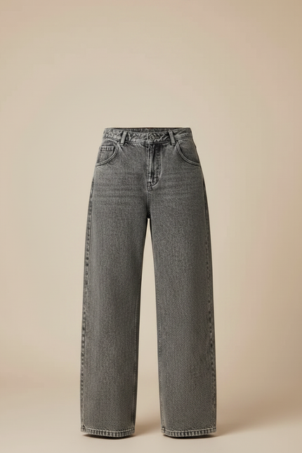 Pantalon Gris Jean Large Décontracté Femme - vue 3