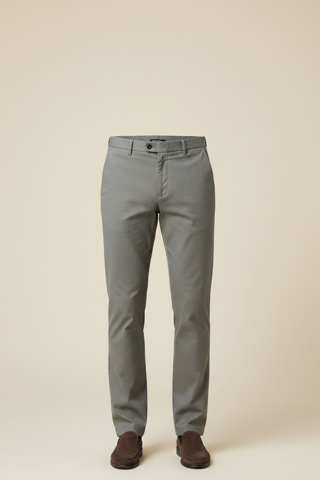 Pantalon Gris Homme Droit Coton Décontracté Élégant - vue 3