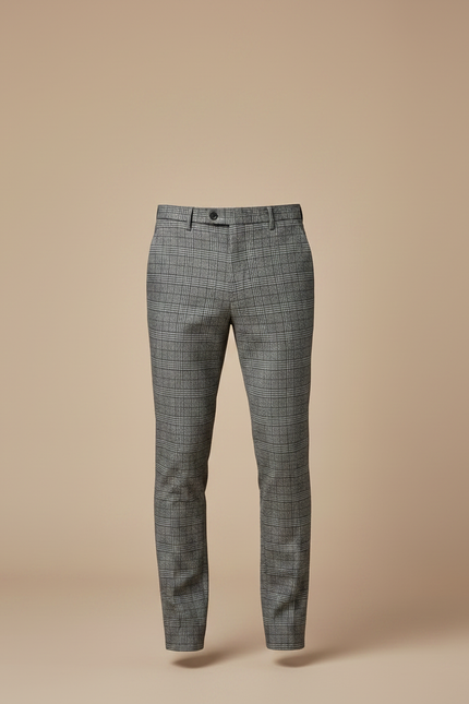 Pantalon Gris À Carreaux Coupe Slim Élégant - Laine - vue 3