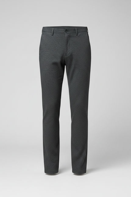 Pantalon Gris Homme Décontracté Ajusté Élégant Uni - Laine - vue 3
