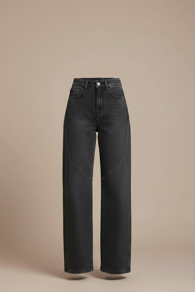 Pantalon Gris Jean Large Décontracté Femme Patchwork - vue 3