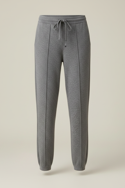 Pantalon Gris Molletonné Confortable Coupe Droite Cordon - vue 3