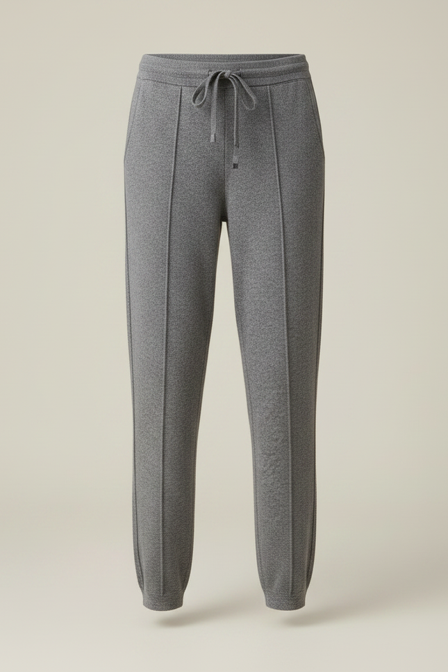 Pantalon Gris Molletonné Confortable Coupe Droite Cordon - vue 3