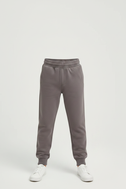 Pantalon Gris Molletonné Enfant Décontracté Uni Confortable - vue 3