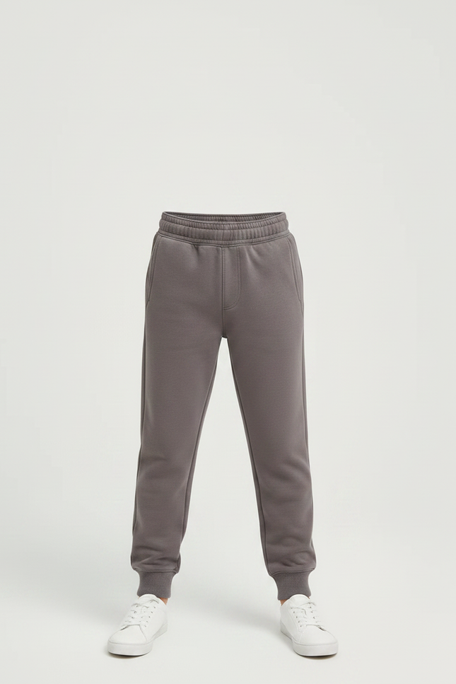 Pantalon Gris Molletonné Enfant Décontracté Uni Confortable - vue 3
