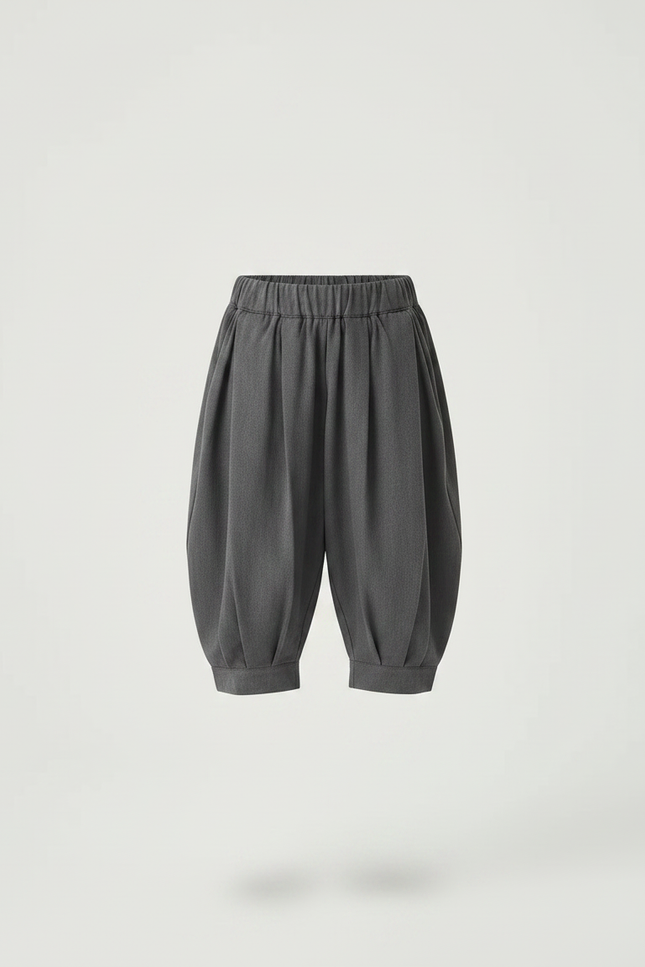 Pantalon Gris Enfant Plissé Ample Décontracté - Polyester - vue 3