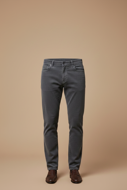 Pantalon Gris Côtelé Slim Élégant Homme - Cordé - vue 3