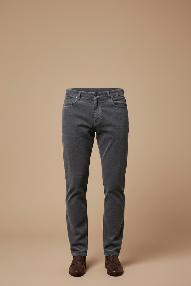 Pantalon Gris Côtelé Slim Élégant Homme - Cordé - vue 3