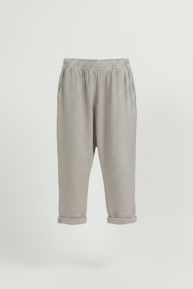 Pantalon Gris Ample Décontracté Plissé Fille Lin - vue 3