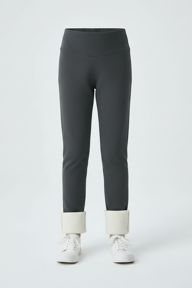 Pantalon Gris Fille Doublé Molleton Chaud Hiver - vue 3